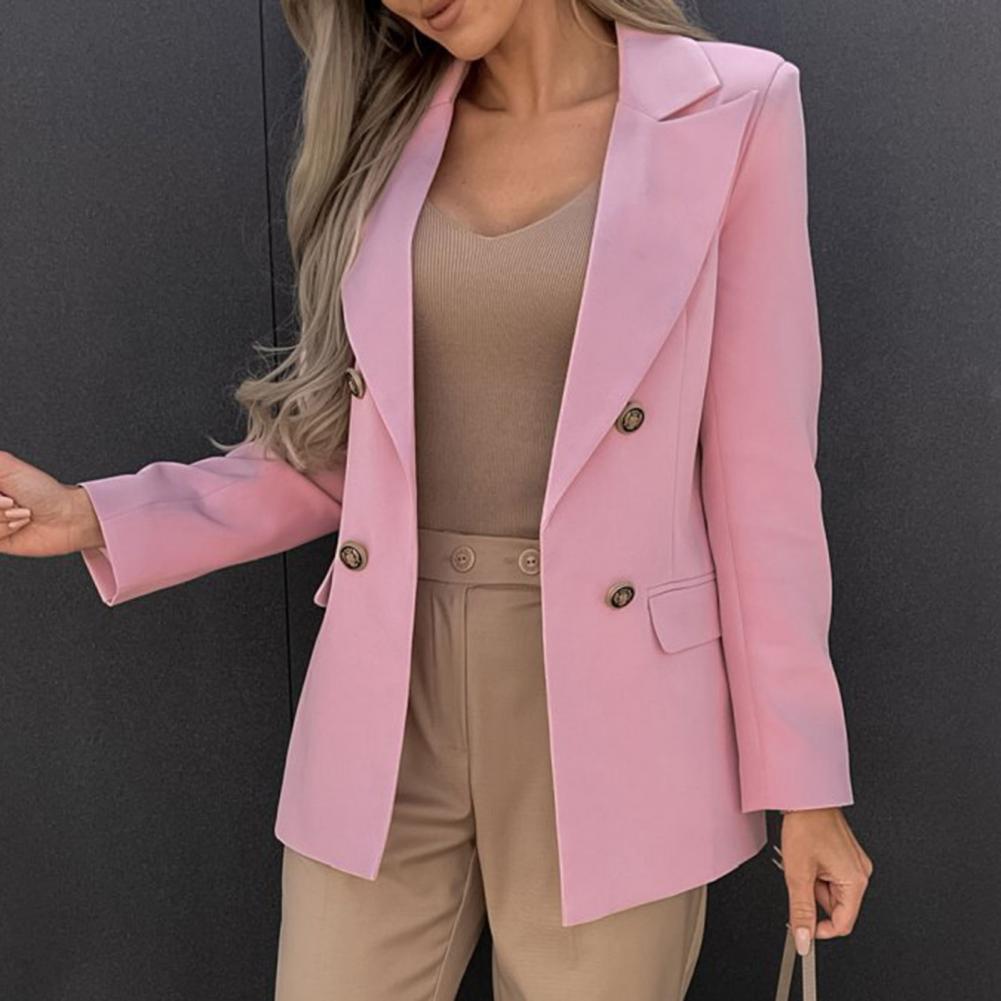 elegante blazer feminino placket manga longa outono inverno cor sólida lapela escritório senhora terno jaqueta workwear