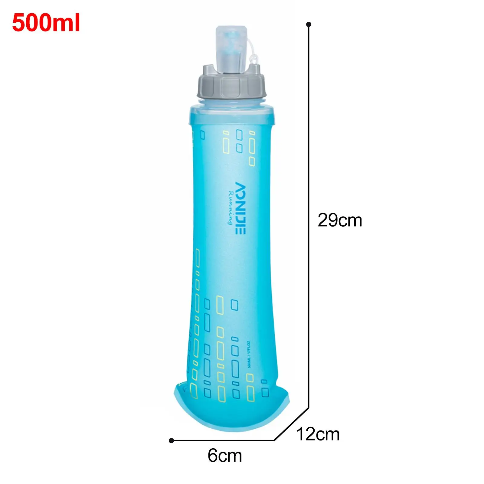 TPU Water Bottle 17oz BPA Free Kettle Lock Valve Soft Flask for Running Bike