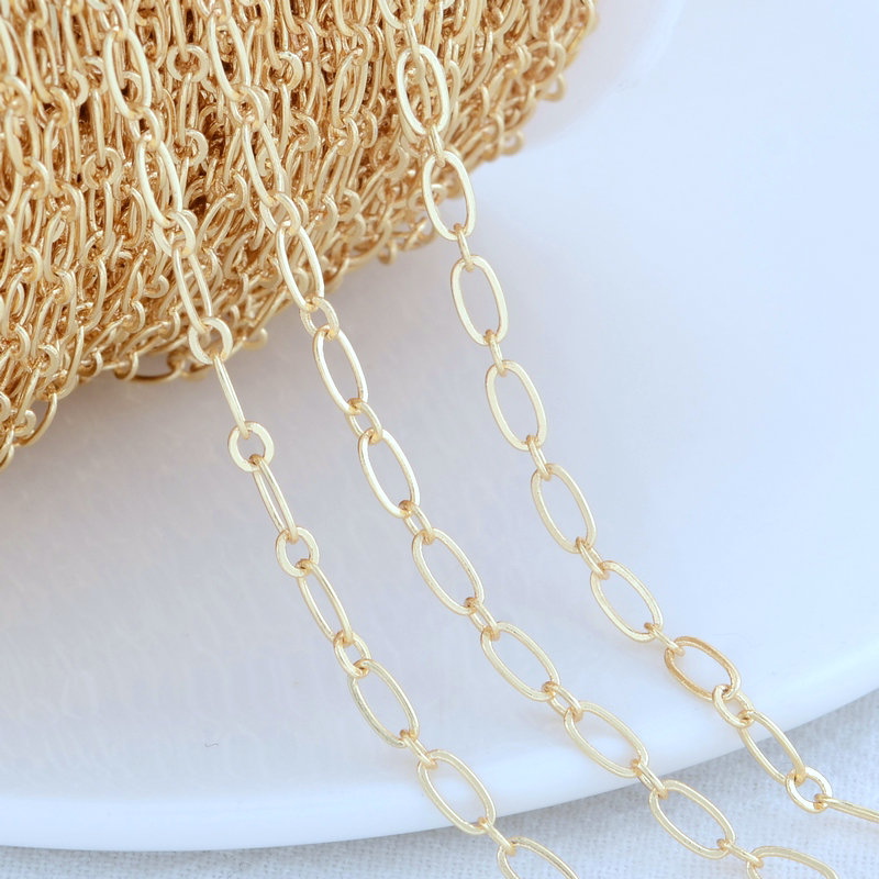 14K vergoldete Messingketten Runde ovale Ketten DIY Schmuckzubehör Halskette Armband Schmuckherstellung Komponenten DIY – Detail 4