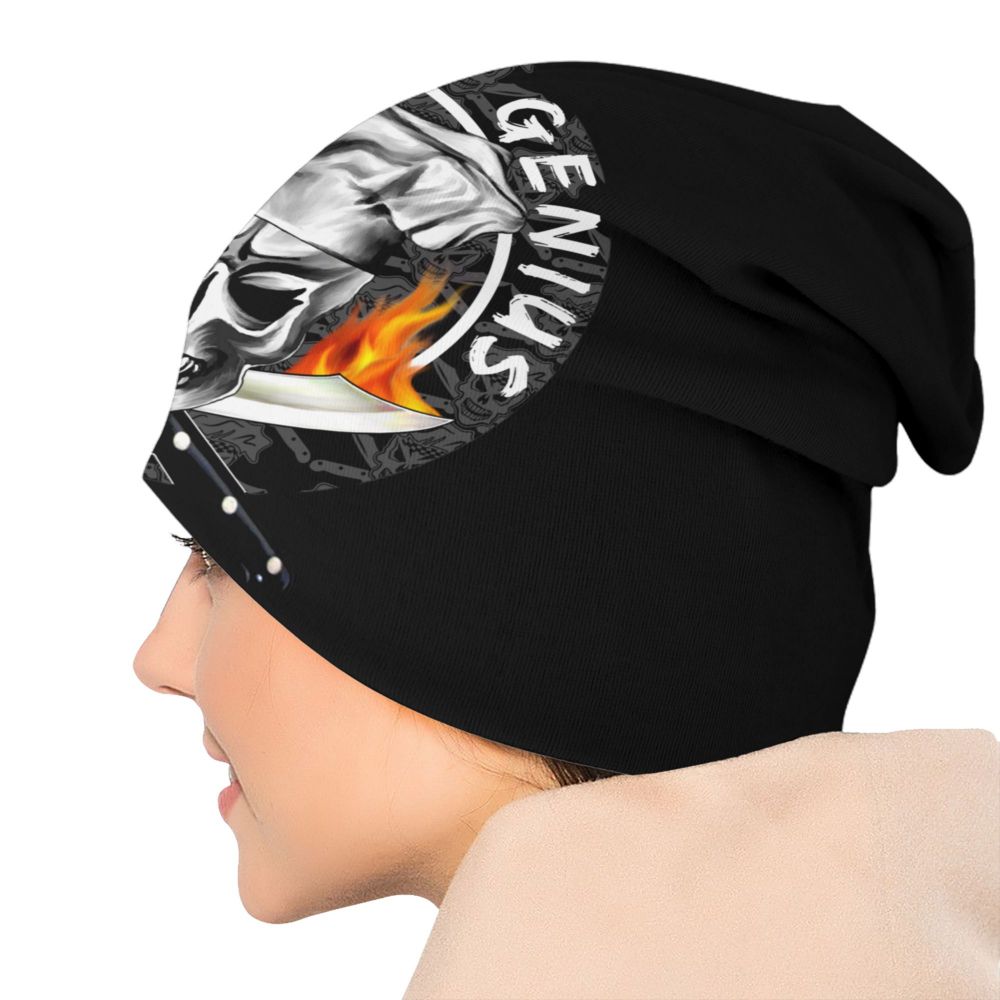 Benutzerdefinierte lustige Kochen Schädel Messer Chef Motorhaube Hut Stricken Hüte Männer Frauen Mode Unisex Erwachsene Winter warme Mützen Kappe – Detail 11
