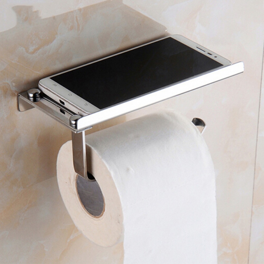 Description Picture 5 of itemWall Mounted Stainless Steel Bathroom Toilet Paper Holder with Towel Roll Shelf Tissue Rack Box Holders Organizer New
