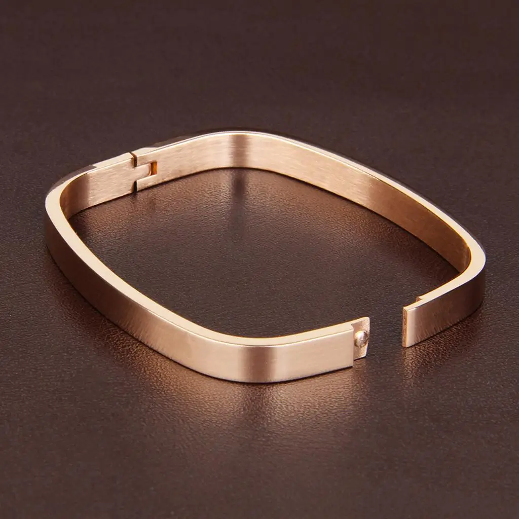 Polished Unisex Adult Bracelet Modern Design Stainless Steel, Rose Gold