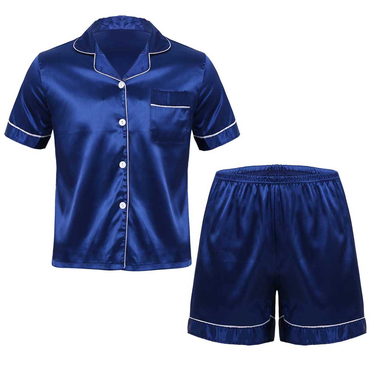 Title 19, Herren-Pyjama-Set aus seidigem Satin, Loungewea...