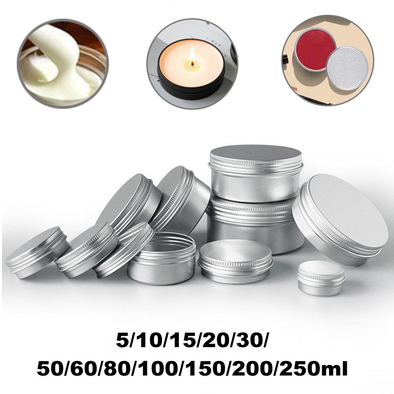 Best of 5ml-250ml Cosmetic Aluminum Cans Face Cream Aluminum Boxes Silver Tins Cans Screw Top Round Candle Spice Tins Cans Lid Container Reviews & Tips