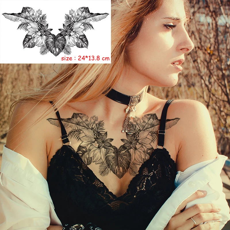 Best of Temporary Tattoo Sticker Plant Leaf Flower Like Butterfly Sexy Chest Back Fake Tatoo Waterproof Flash Tatto Art For Woman Girl Reviews & Tips