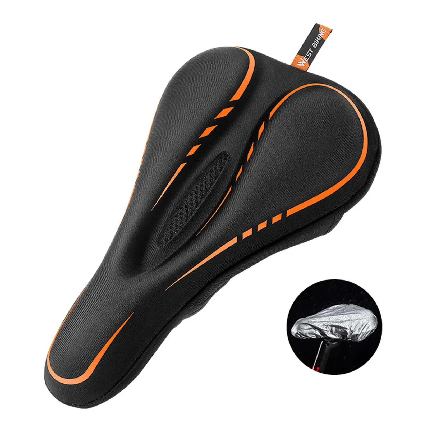 Comfortable Bike Saddle Cushion Pad Non Slip Rain Cover Storage Shockproof Breathable for Mountain Road Bike Cycling Accessories