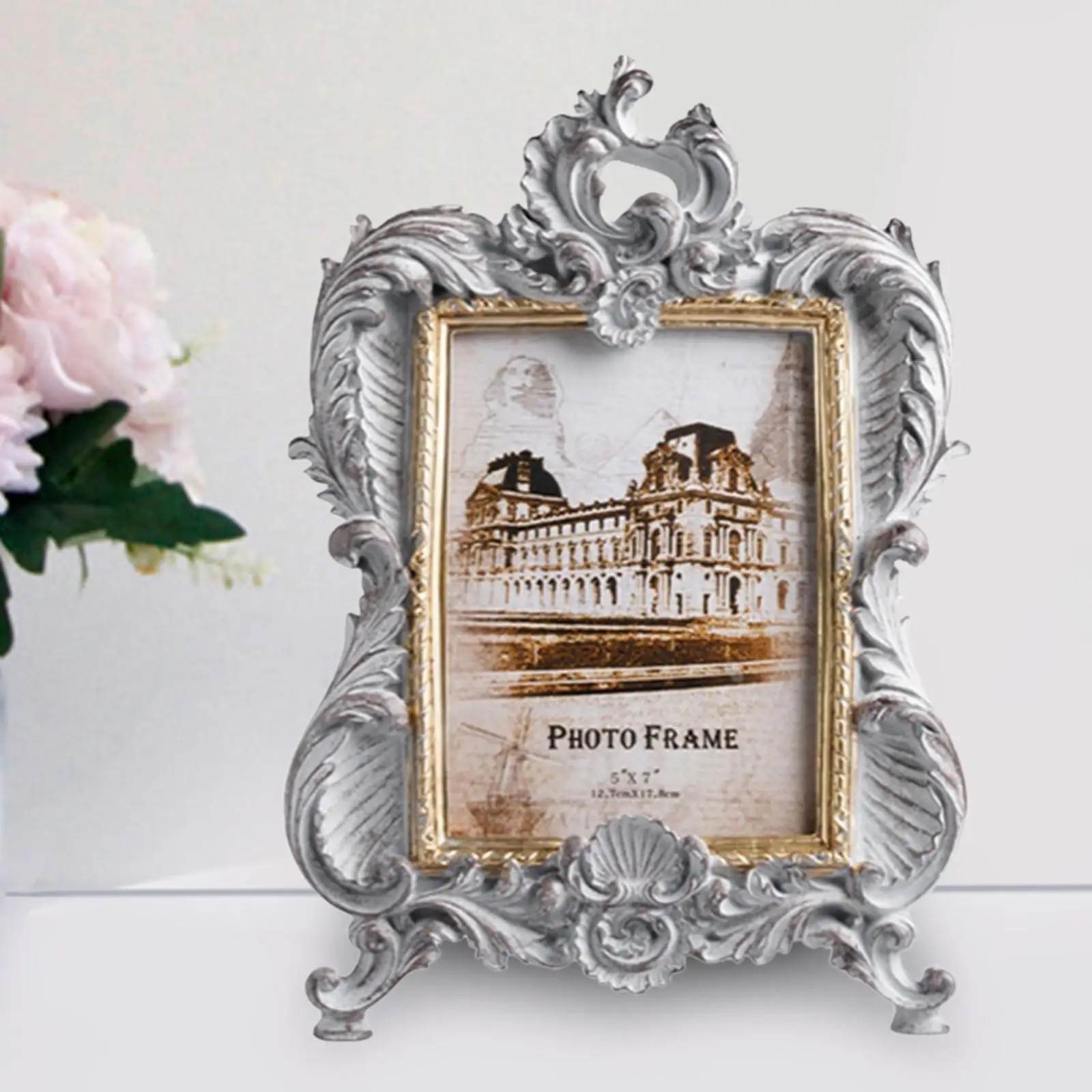 Resin Picture Frame Picture Display Holder Carved Photo Frame for Home Decor Gift