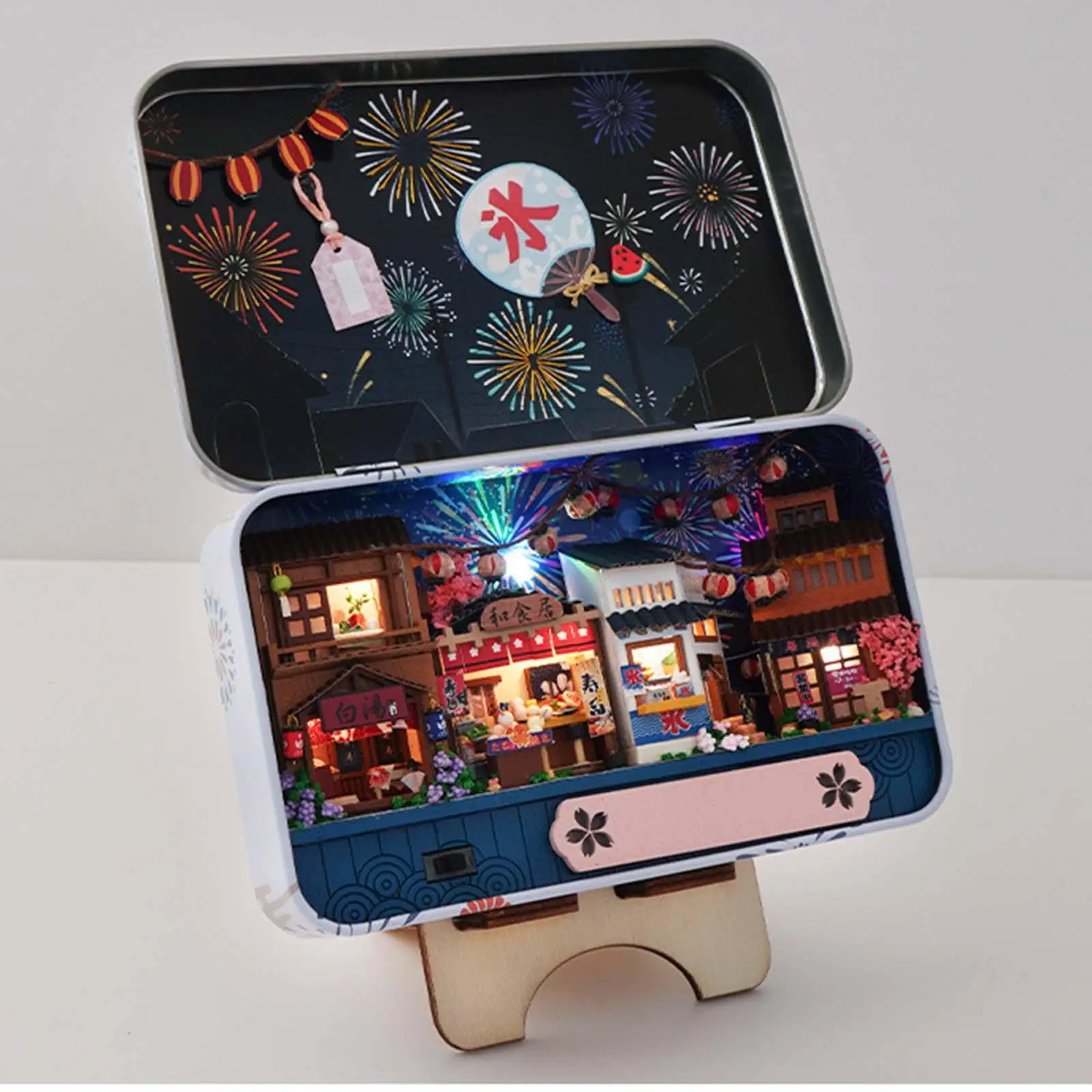 DIY Miniature Dollhouse Wooden Furniture Mini Iron Box Theater for Teenagers Adults Lover Kids