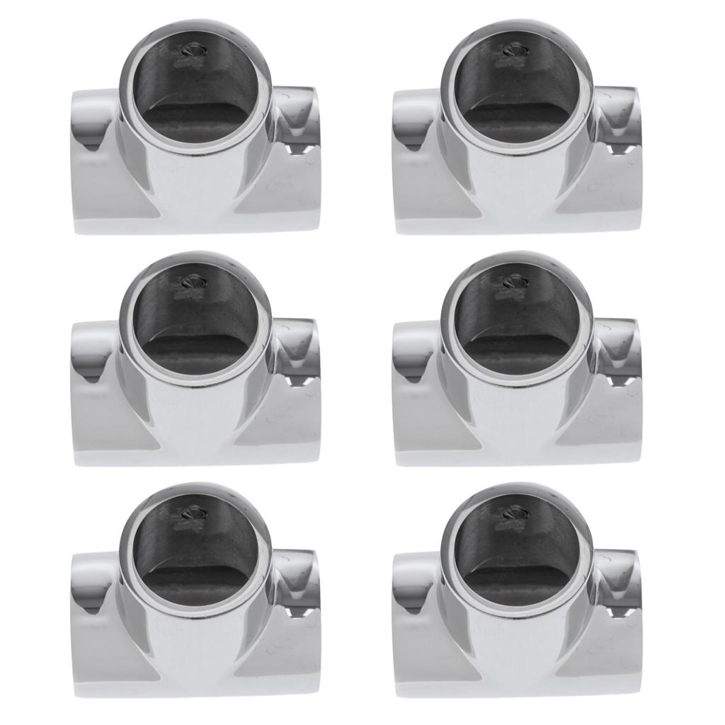 6pcs Solid Boat Handrail Hand Rail Fittings 90°316 Marine Stainless Steel Tee Hardware 1 inch