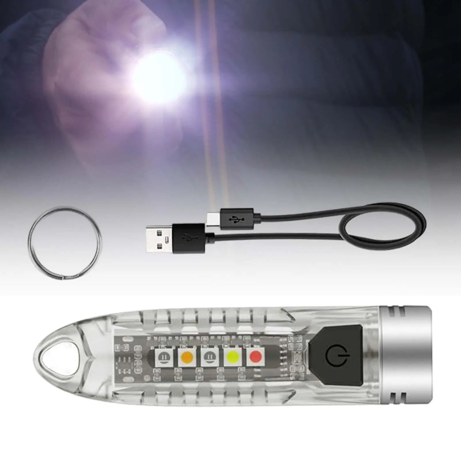 Portable Mini Flashlight with Key Chain and 12 Modes 400 Lumens LED Torch Light for Camping Hiking Daily Using Backpacking