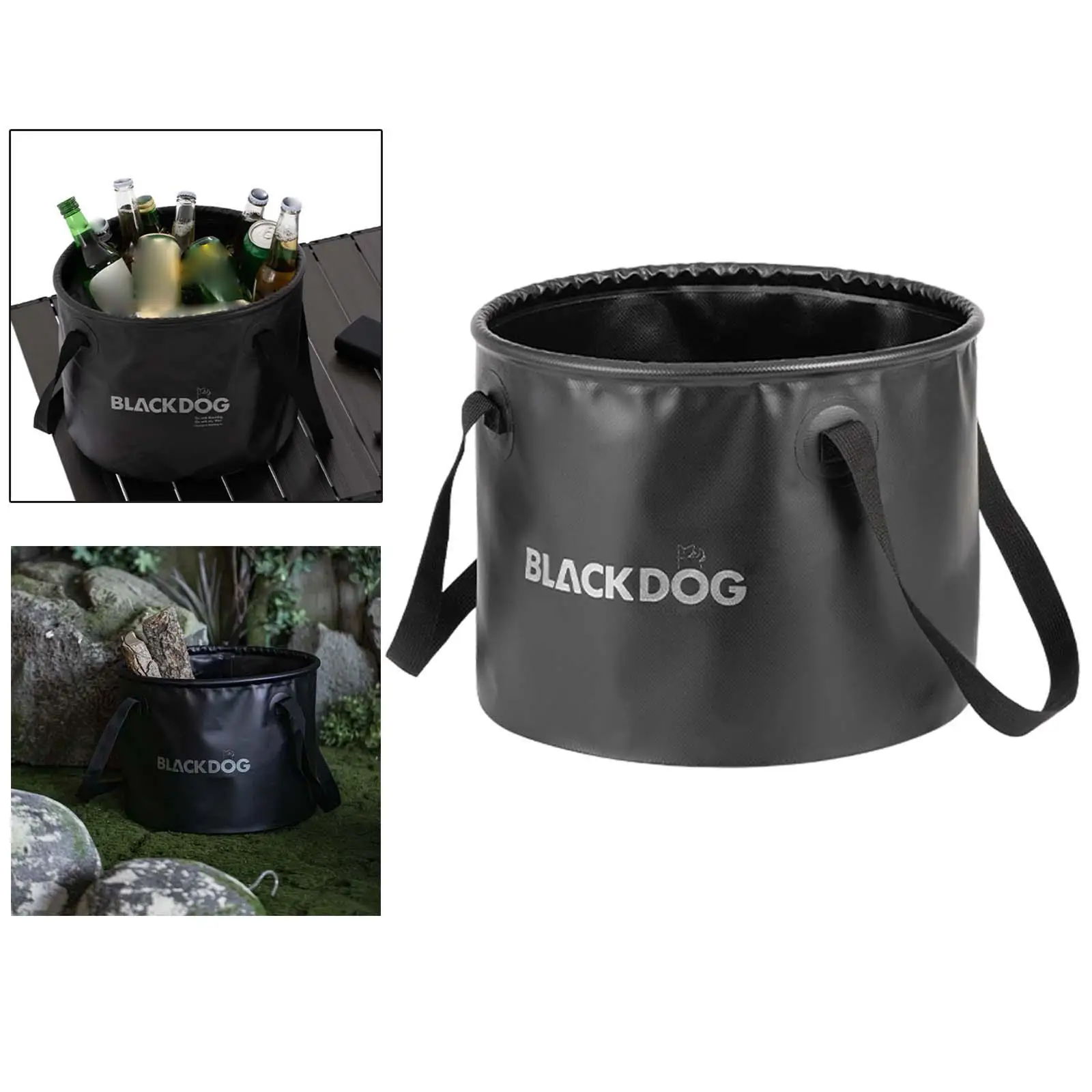 Foldable Round Bucket Portable with Handle 20L Mesh Pocket for Cackpacking