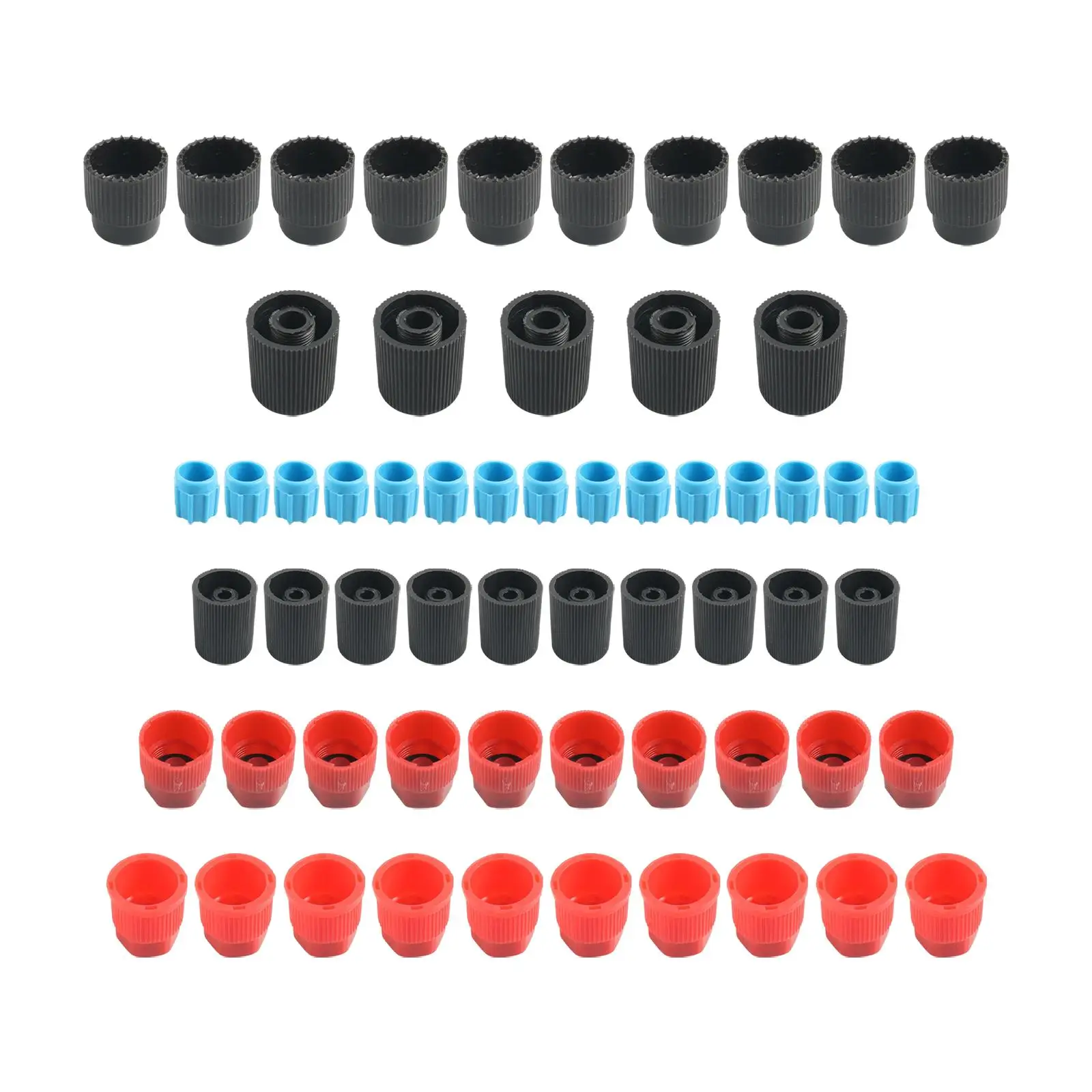 60 Pieces Air Conditioning Valve Caps AC System Charging Port Seal Caps Kit for Most Common Cars Air Conditioning Repairing
