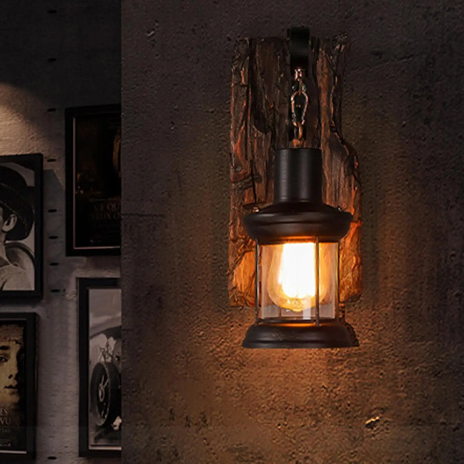 Antique Style Industrial Wood Wall Sconce Light E27 Rustic Bar for Hallway