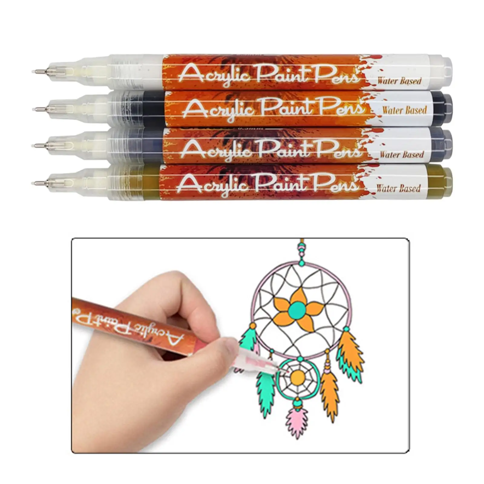 4pcs Acrylic  s Set,   Tip Coloring  -Drying for Rock ing, Porcelain, Glass, Pebble,Fabric
