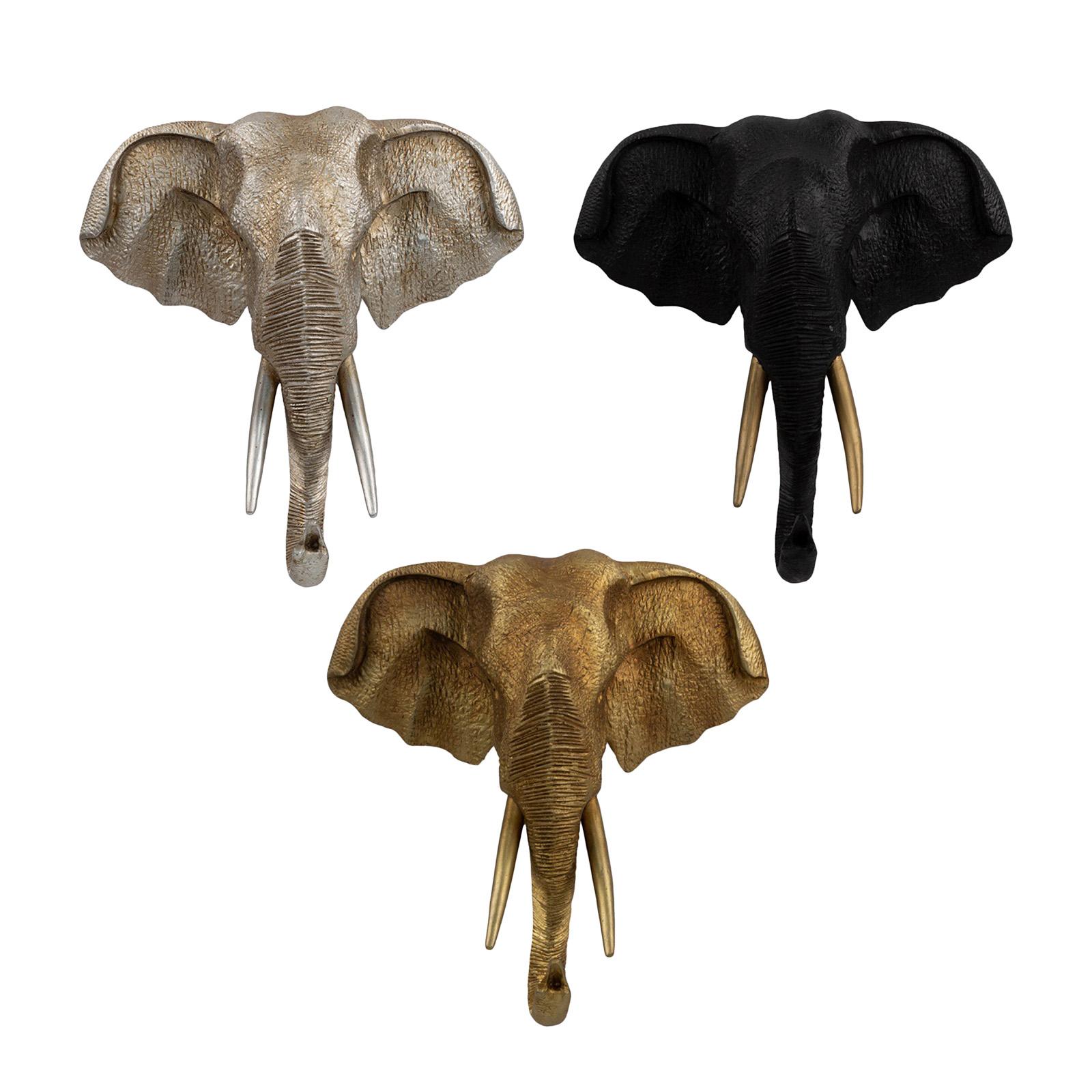 Hand Carved Elephant Head Wall Decoration Statues Wall Art Artwork Sculpture Mural for Room Home Nursery Ornaments