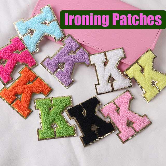 A-Z 26pc Stick on Chenille Patches 5.5cm/6.5cm/8.0cm Embroidery Patch  Alphabet Letters Set For Clothing Bag