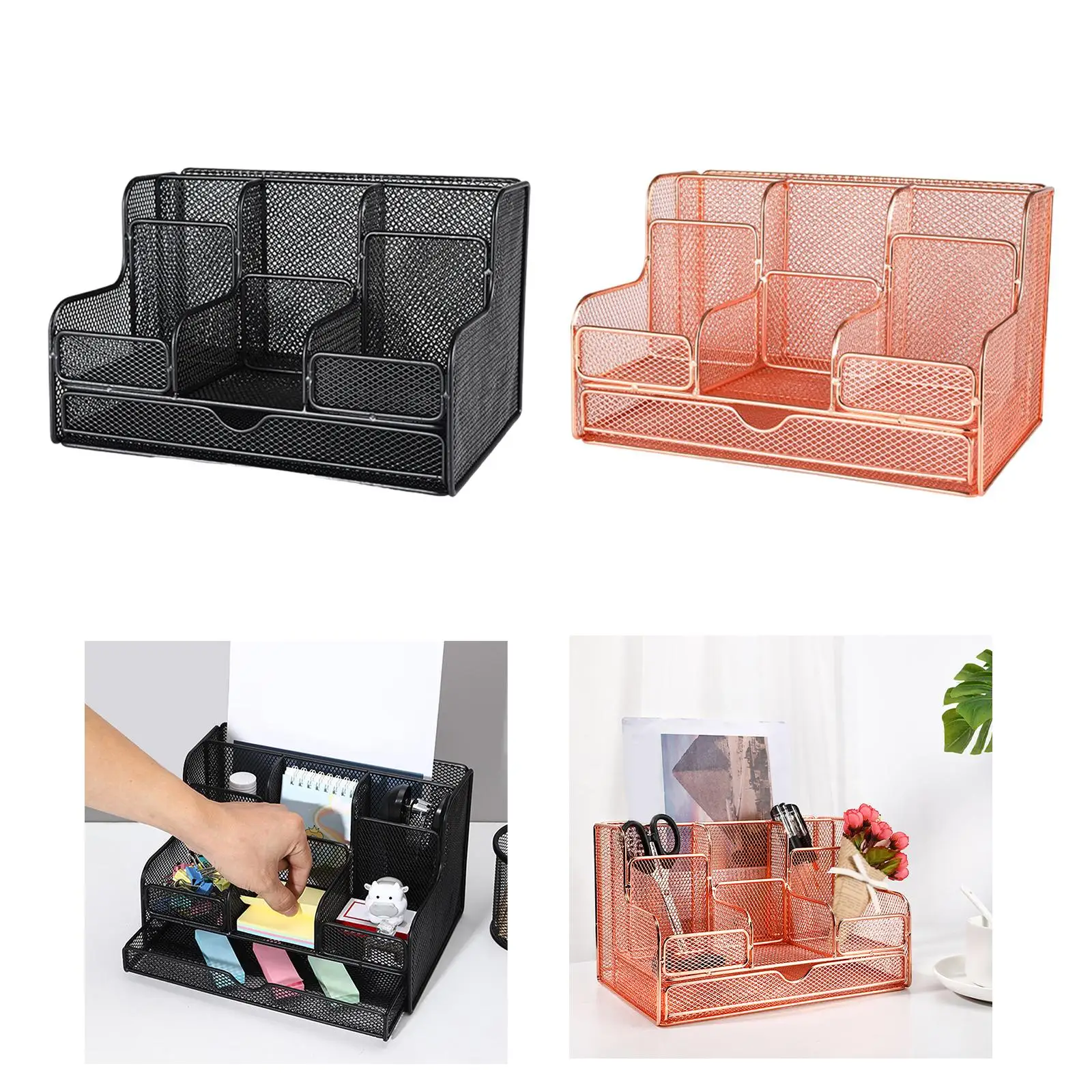 Mesh Desk Organizer, Pencil Holder Sticky Notes Office Supply Storage Caddy Mesh Office Organization for Home Workshop Office