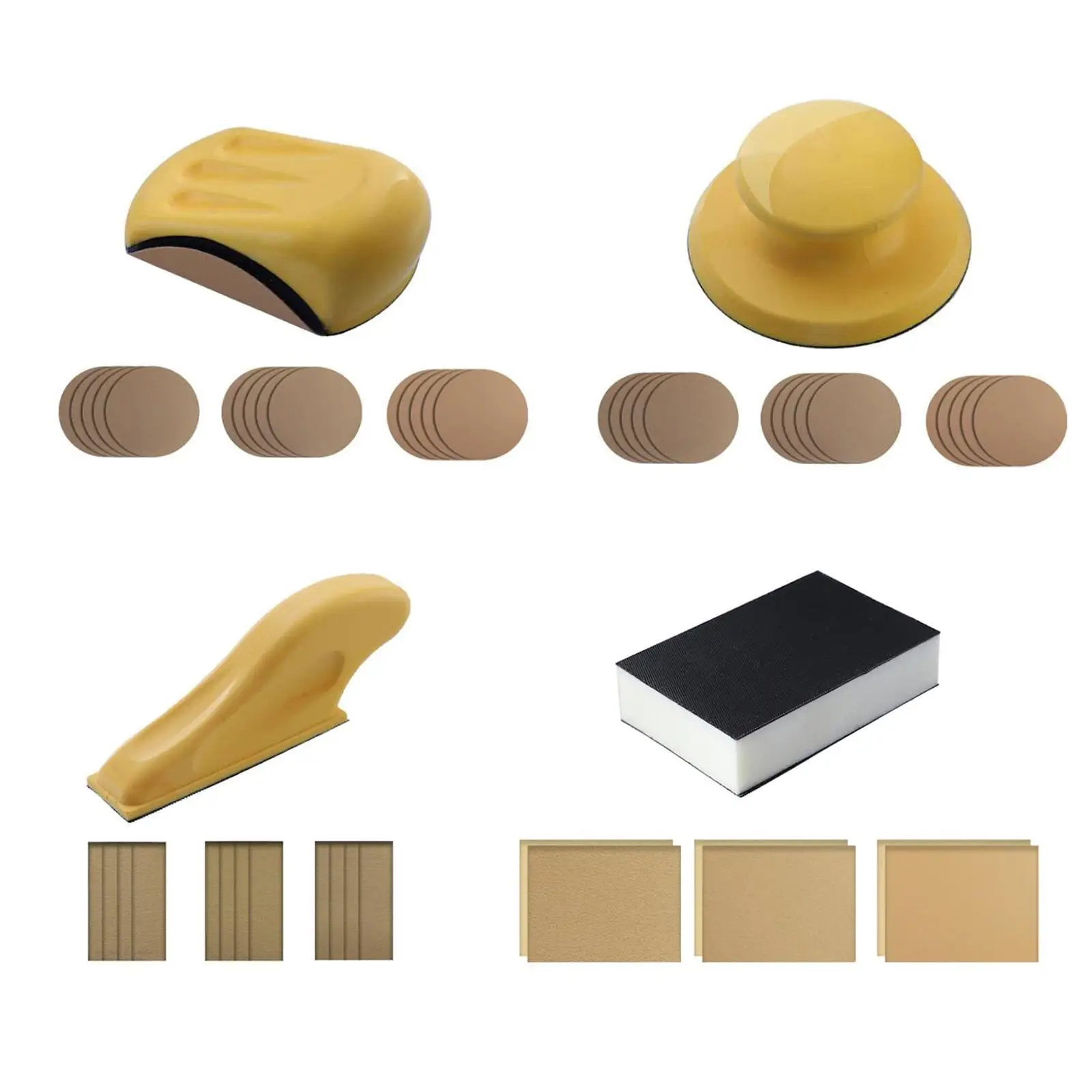 Portable Sanding Kit Self Adhesive Sanding Disc Mini Sander for Small Projects Wood Products Finishing Polishing