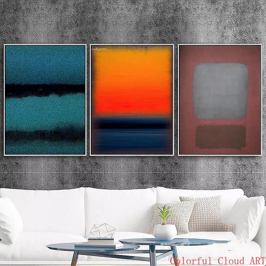 Mark Rothko Poster Classic Abstract Works Orange Red Yellow Blue Canvas Painting Wall Art Picture for Living Room Home Decor