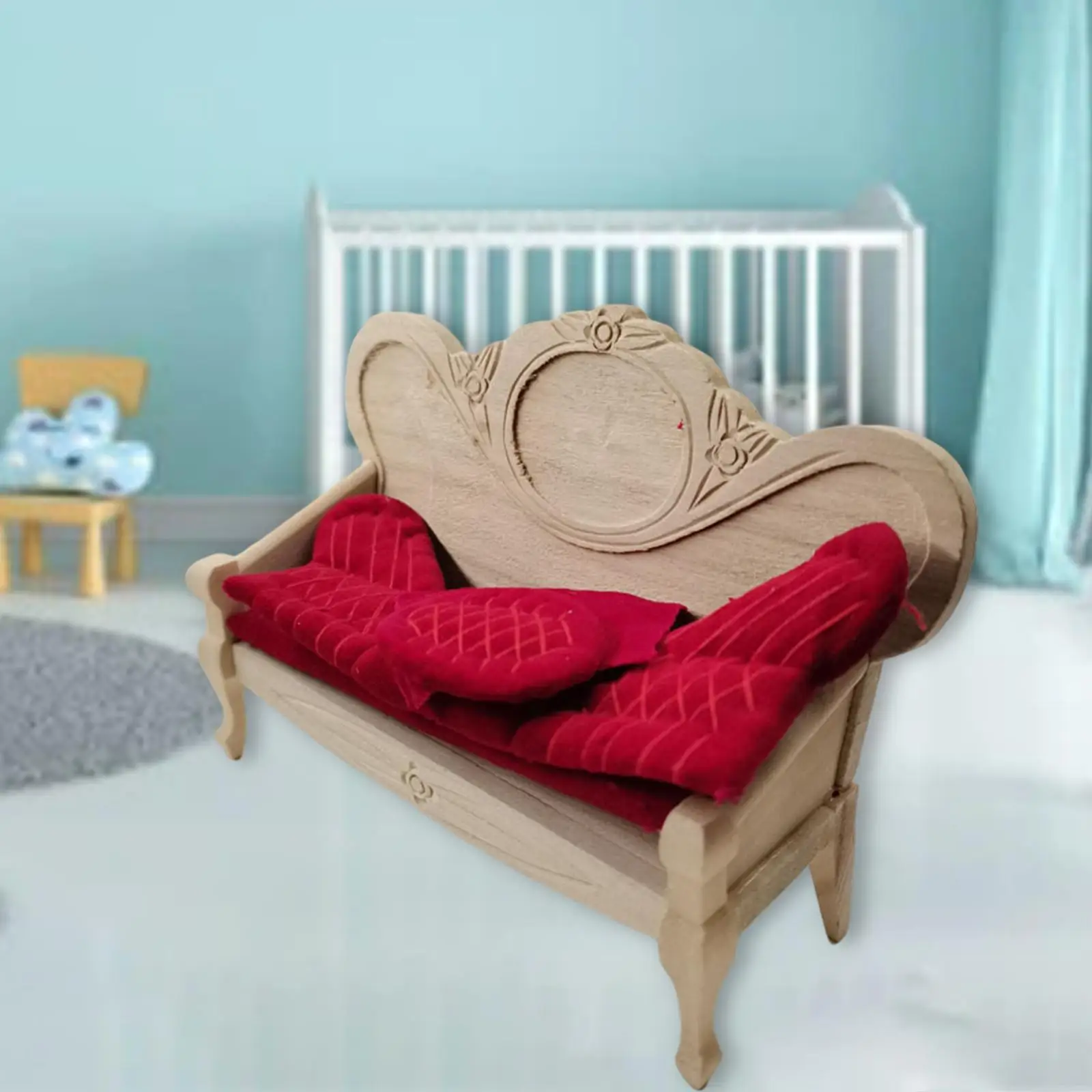 Mini Dollhouse Sofa Toy Accessory Furniture Model DIY 1/12 Scale Armchair Couch for Living Room Bedroom Landscape Home Decor