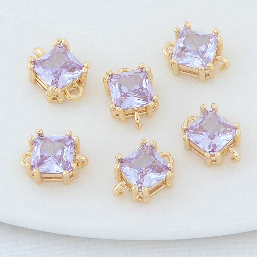 7.5*10,5mm 14 Karat Gold Messing mit Zirkon Quadrat 2 Löcher verbinden Charms Anhänger Halskette Ohrringe Schmuck herstellung Zubehör – Detail 19