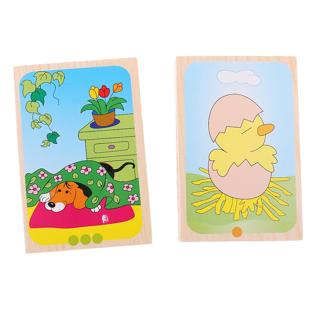 Montessori Materials Wooden Card Set for Telling Picture Toys