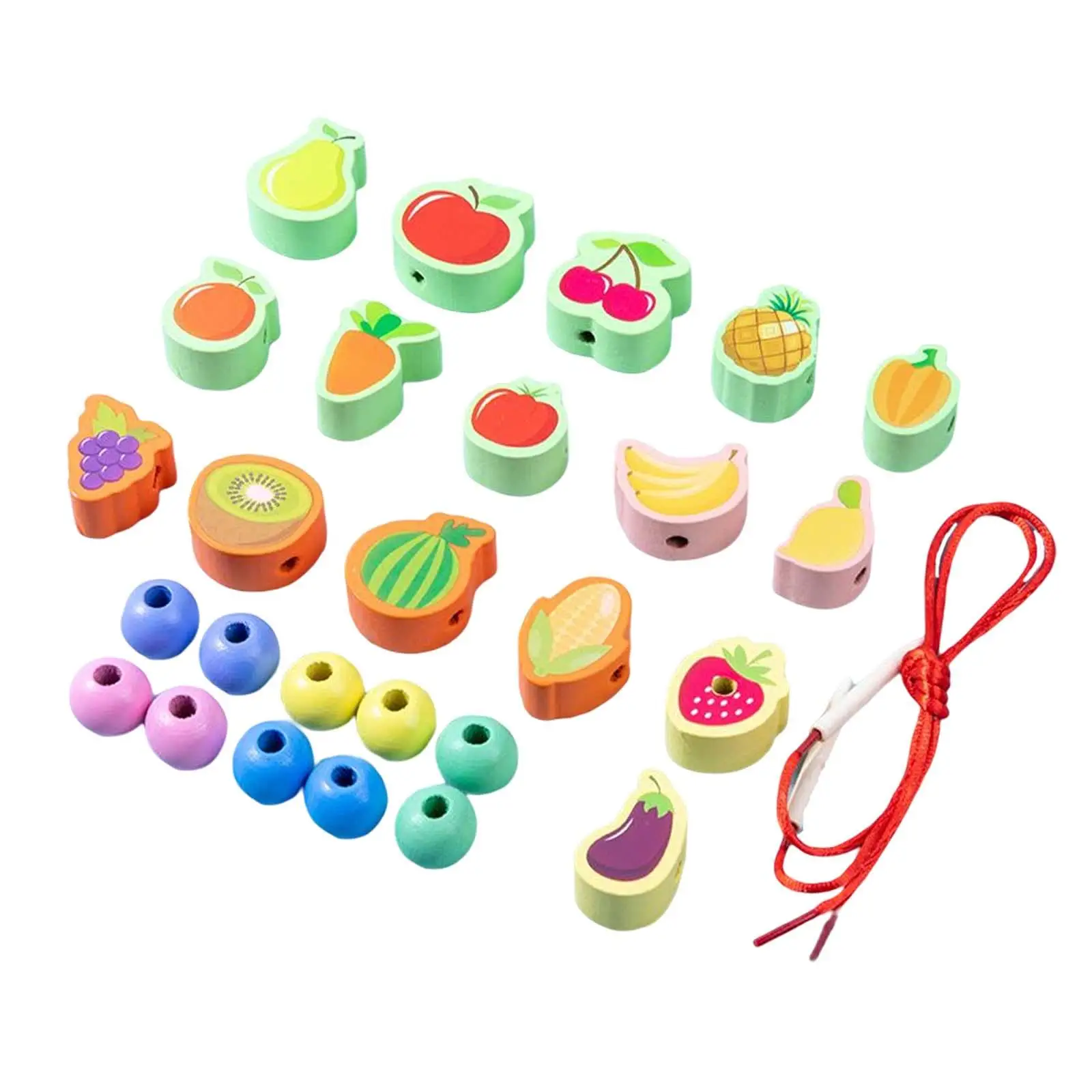 Wooden Lacing Beads Set Wooden Crafts Threading Toys for Educational Gifts