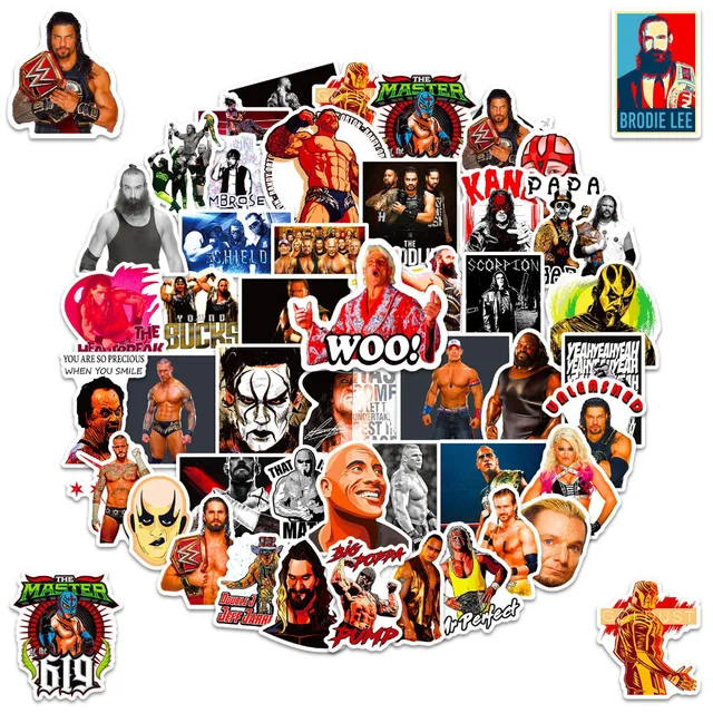 Wrestling Stickers, Wrestling Fan, Wrestler, Random Sticker Packs 10/20/50  Pieces, NO REPEATS, Waterproof, UV Resistant, Free Shipping