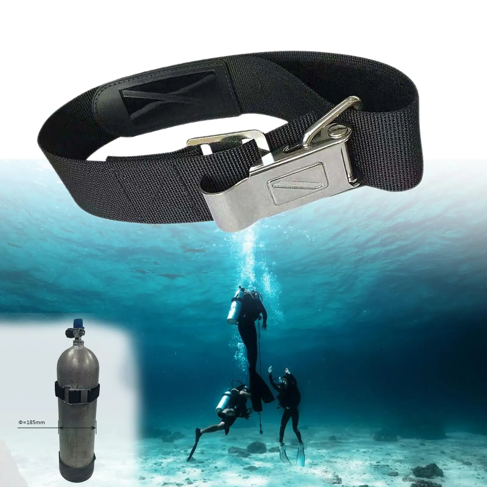 Premium Scuba Diving Tank Band BCD Tank Cylinder Cam Hinge Buckle Strap Water Sport Safety Equipment Replacement Strap