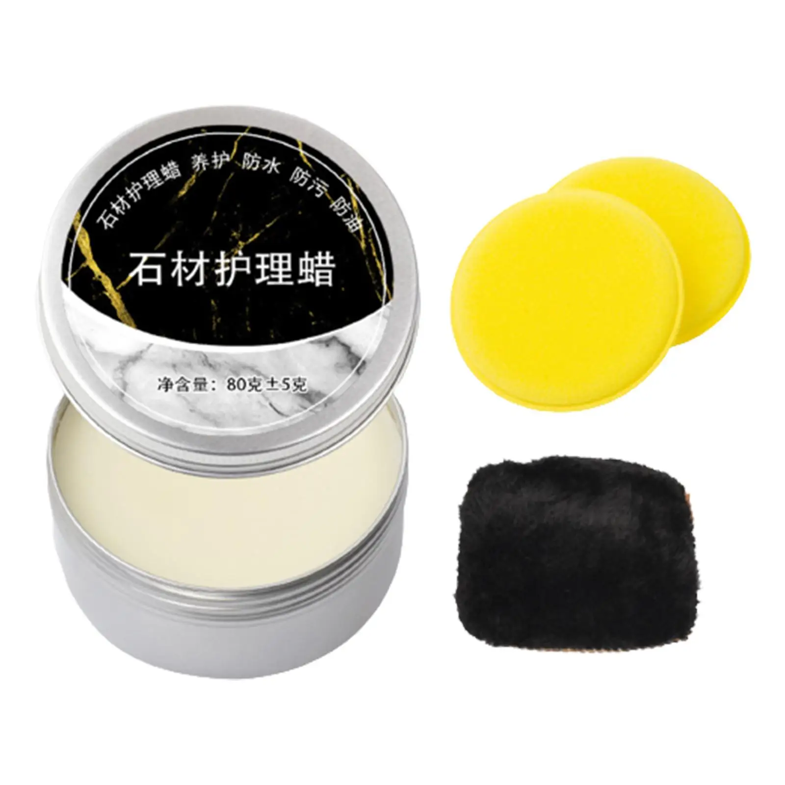 Wood Seasoning Beewax with Sponge Natural Beeswax Repair 80G Wood Furniture Beeswax Polish for Tables Marble Floors Cabinets