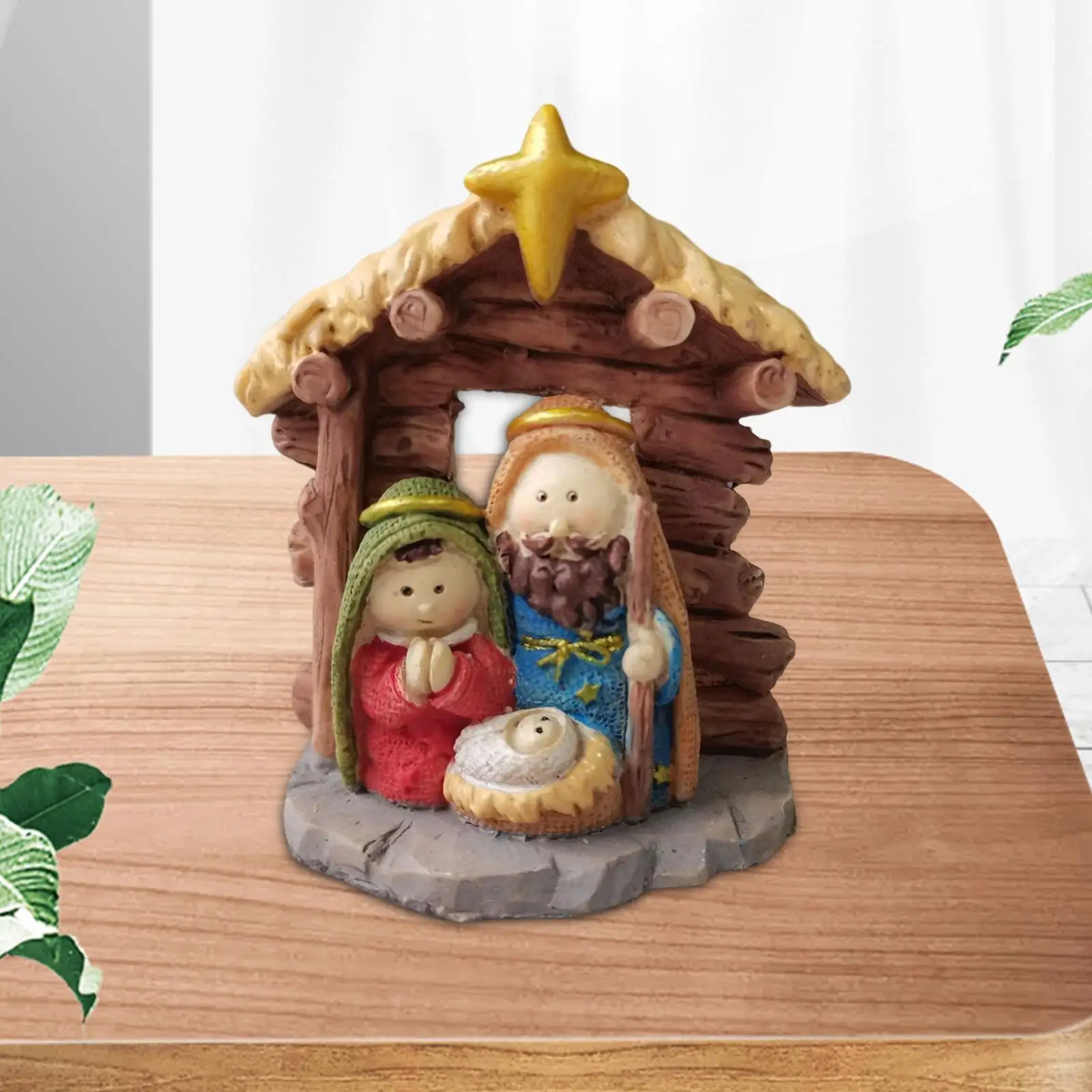 Family Figurine Joseph Jesus Mary Christmas Nativity Set Sculpture Cradle