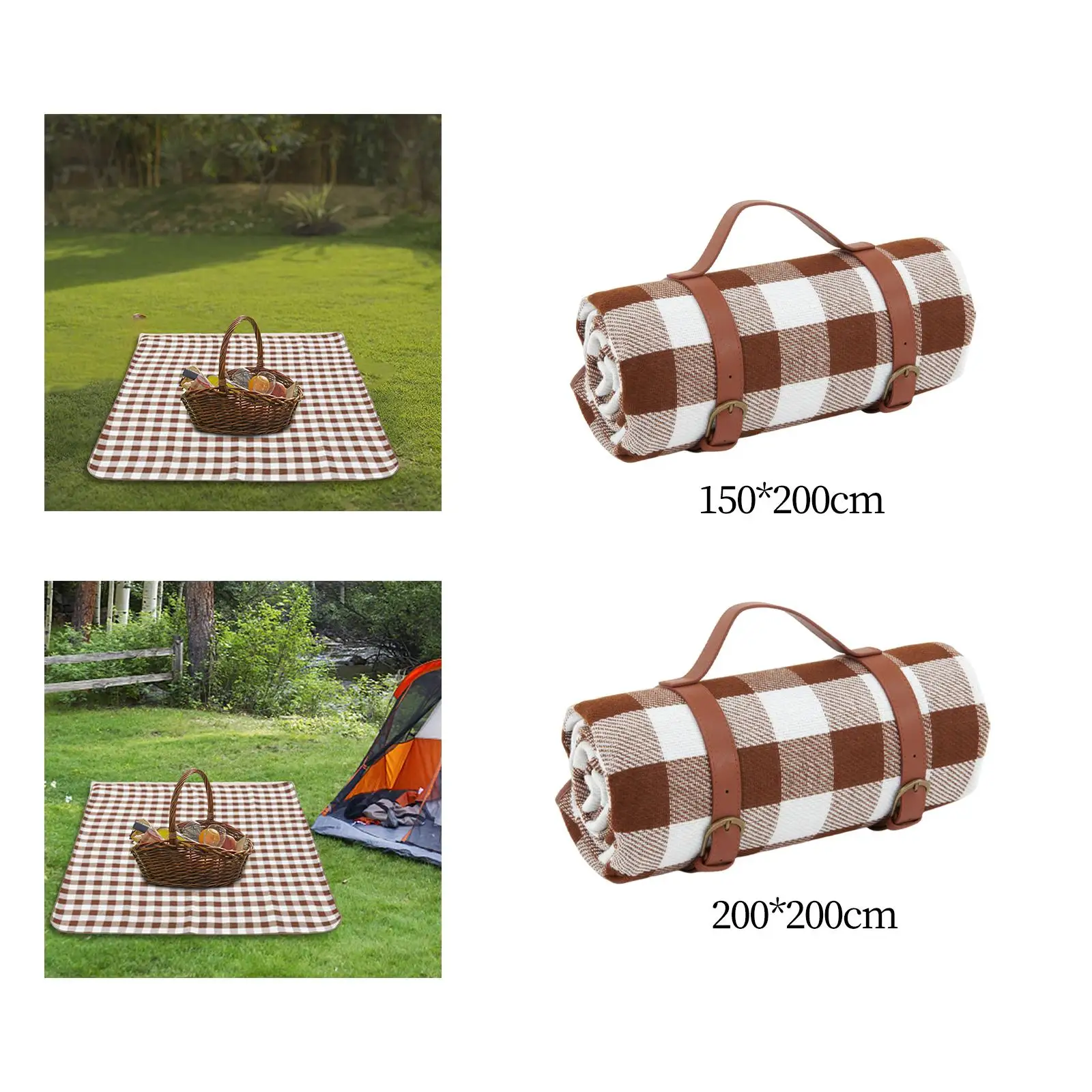 Picnic Blanket PU Leather Handle Outdoor Blanket Portable beach mat Picnic Mat