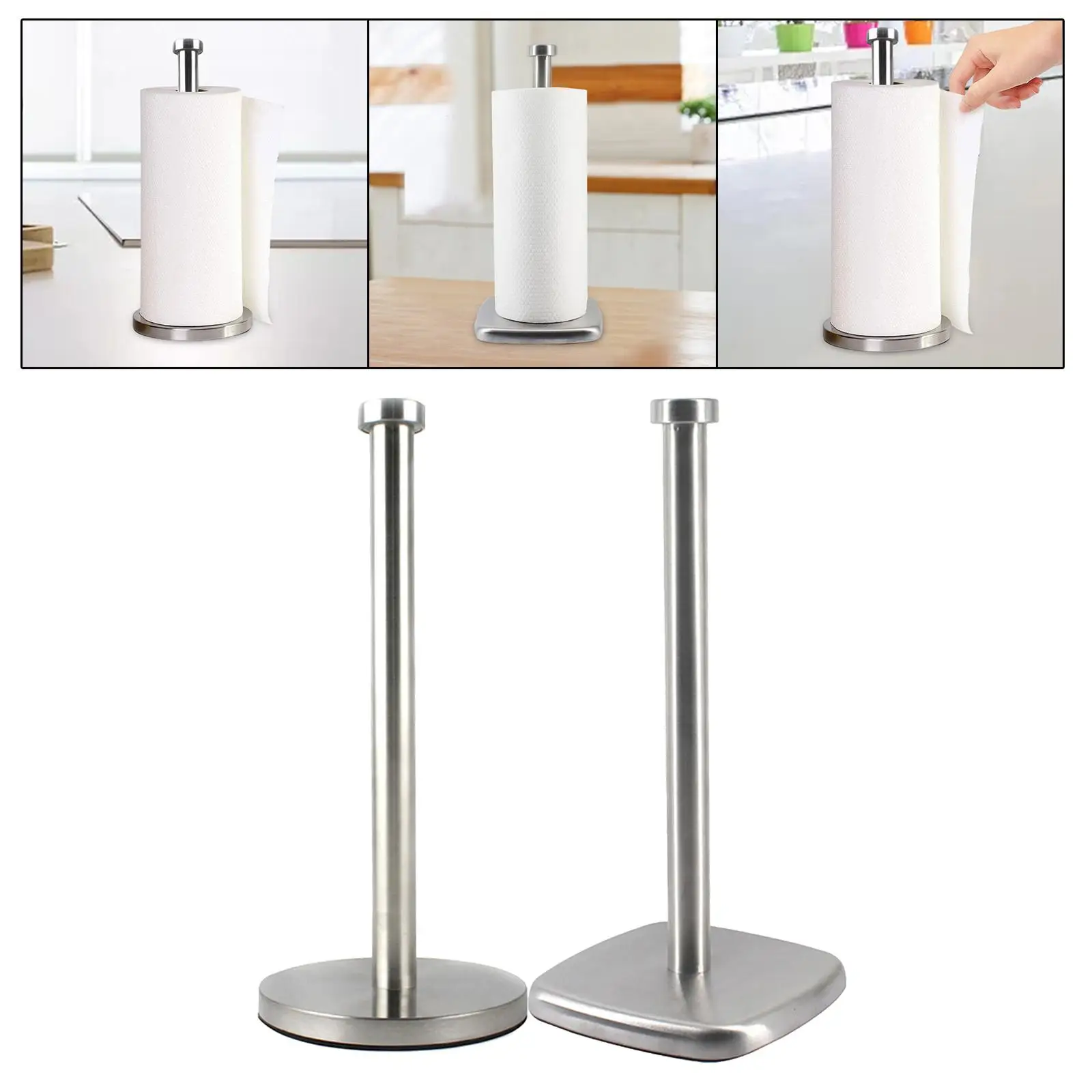 Stainless Steel Paper Towel Rack Sturdy Anti Slip Storage Rack Countertop Roll stand Bathroom Hotel Restaurant Office Indoor