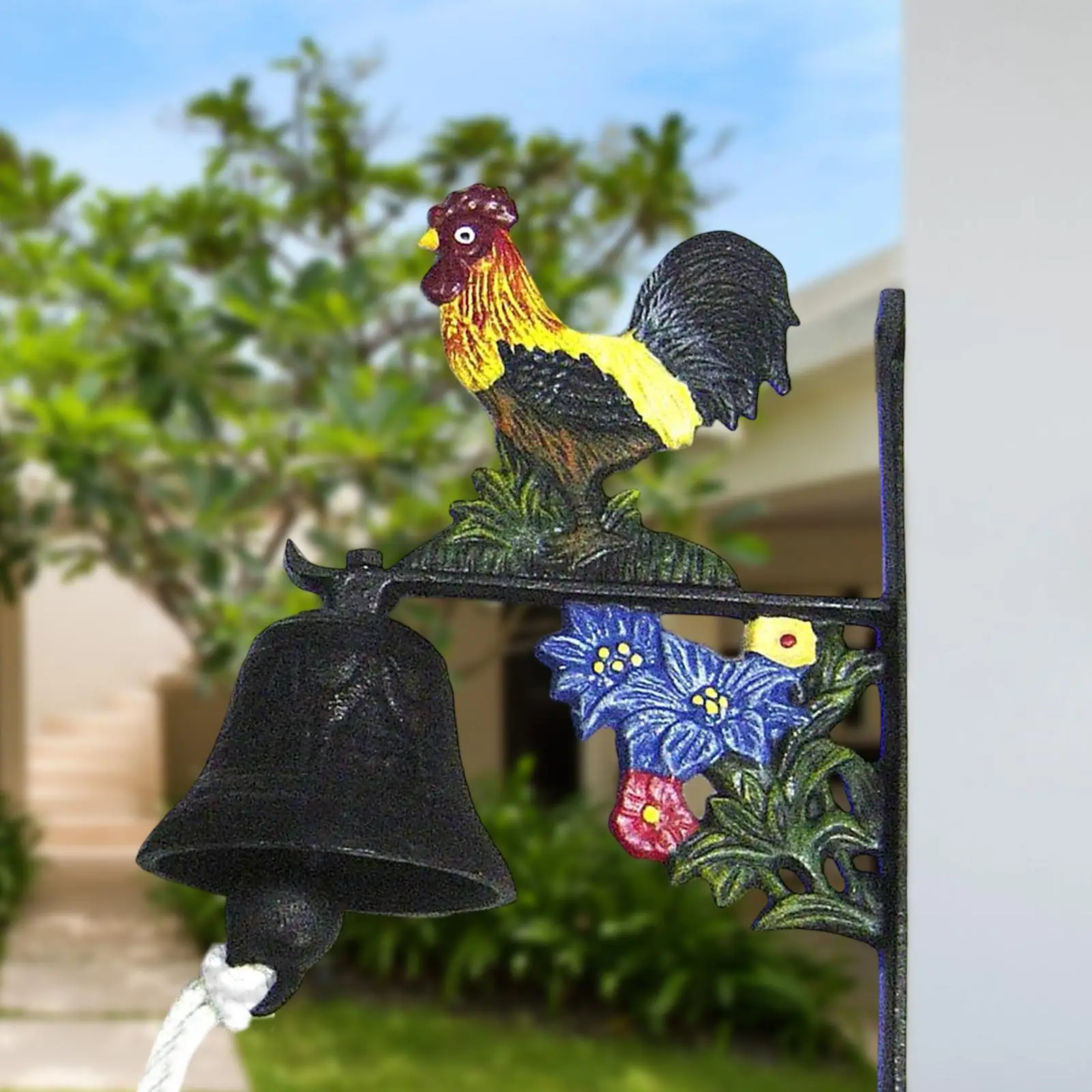 Retro Style Doorbell Manually Shaking Rooster Door Bell Patio Porch Garden Decoration