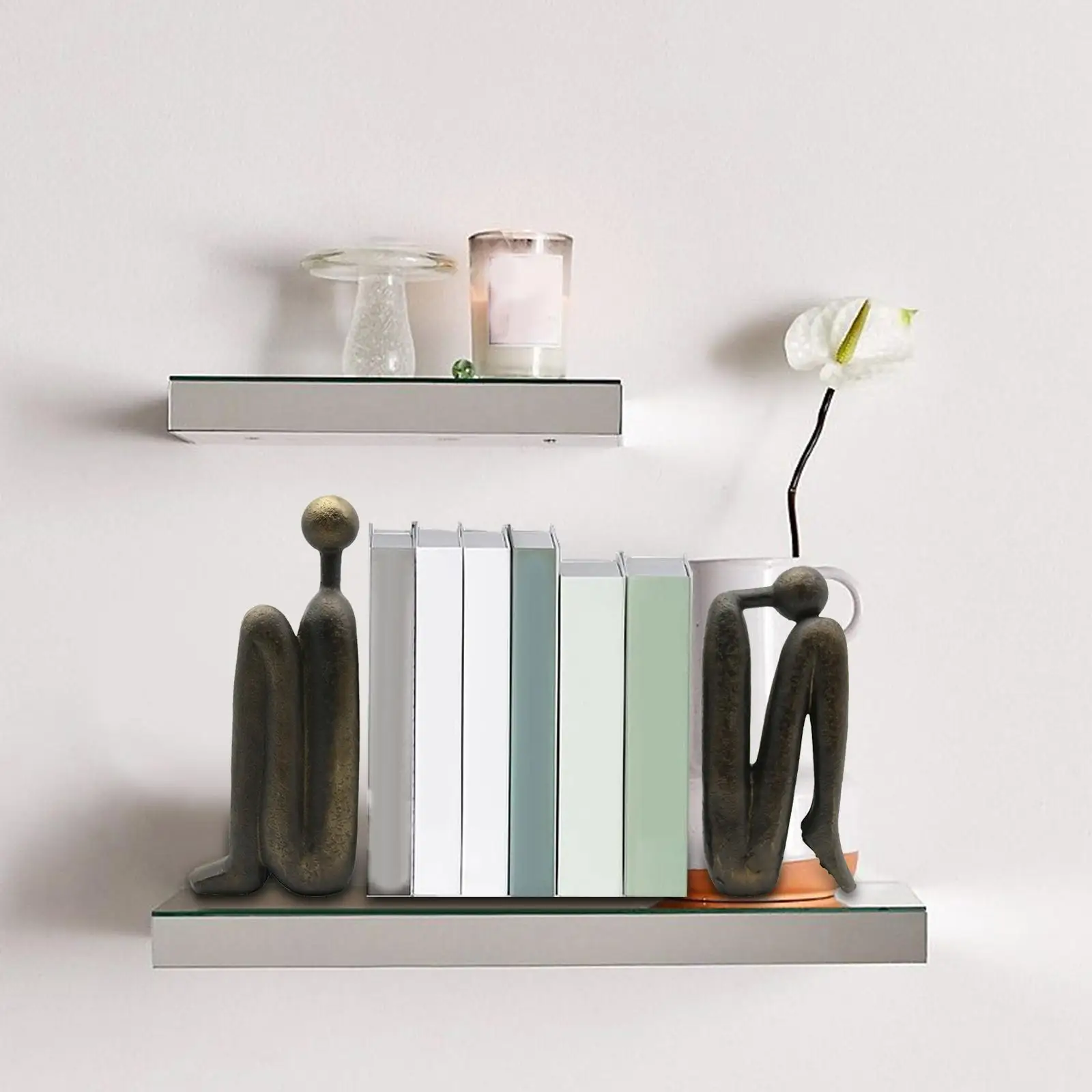 Thinker Bookends Modern Book Organizer Support Book Stand Holder Desktop Decorative Bookends Home Figurine Bookend Book Stopper