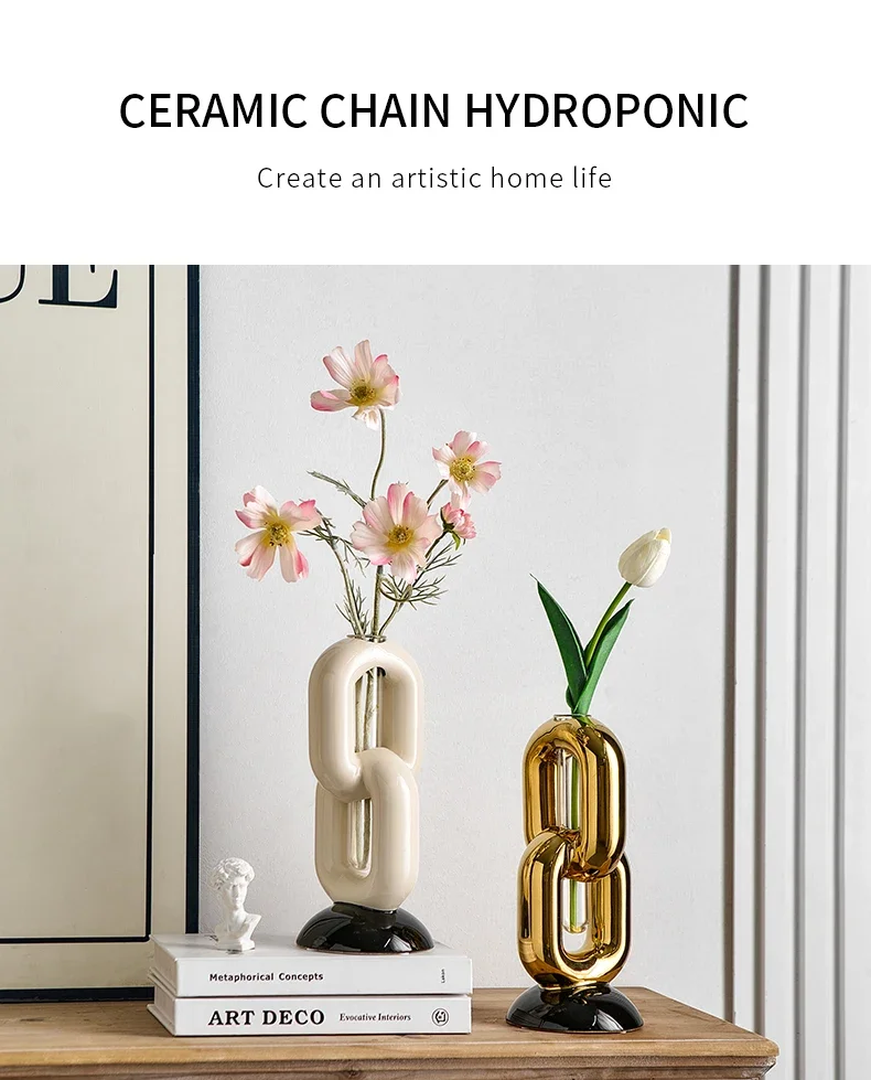 Chain-shaped Vase Luxury Home Decor Modern Style Bedroom Ornaments Minimalist Design Ceramic Vases Decorative Flowerpot Crafts
