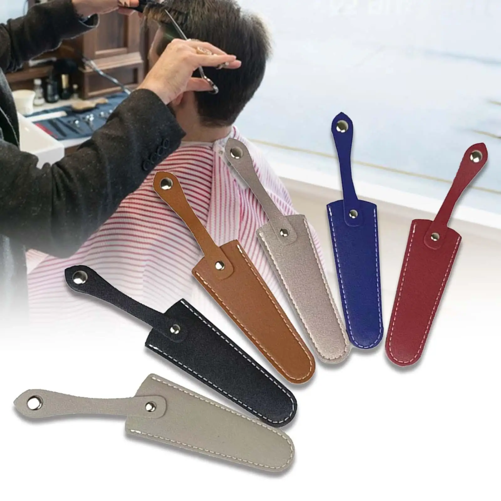 6x Scissors Sheath Compact PU Leather Collect Bags Scissors Safety Sheath Bag for Hair Cutting Scissors Embroidery Hairdressers