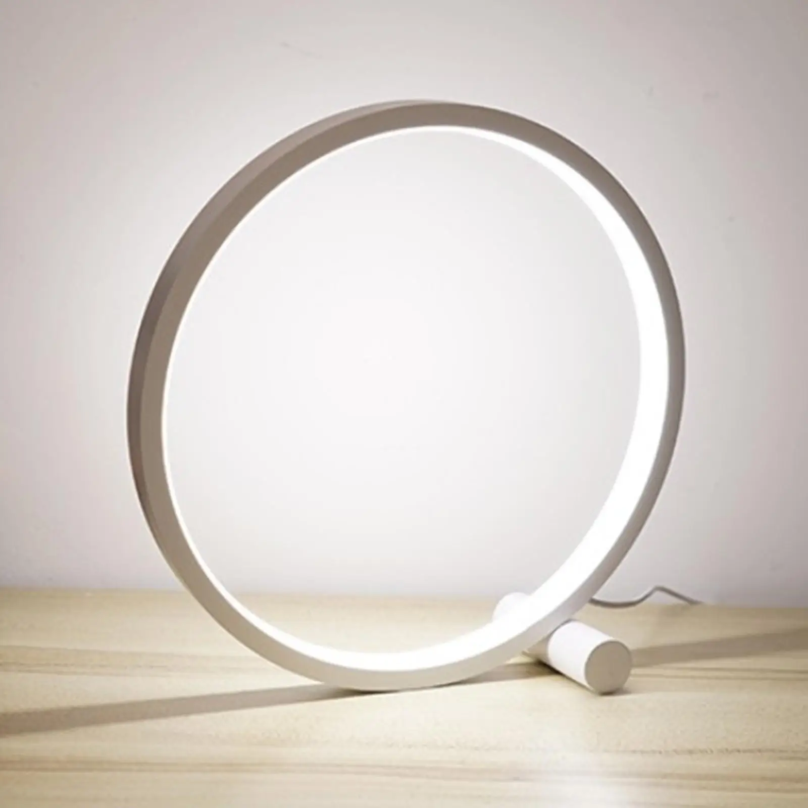 Modern Circle Desk Lamp USB 5W Table Light Eye-Caring Nightstand Lamp Decor