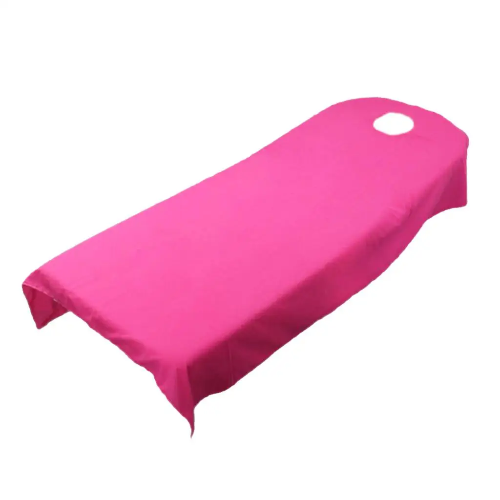 2 Pieces Massage Table Covers Sheet with Breath Hole - 80x190cm - Rose Red &