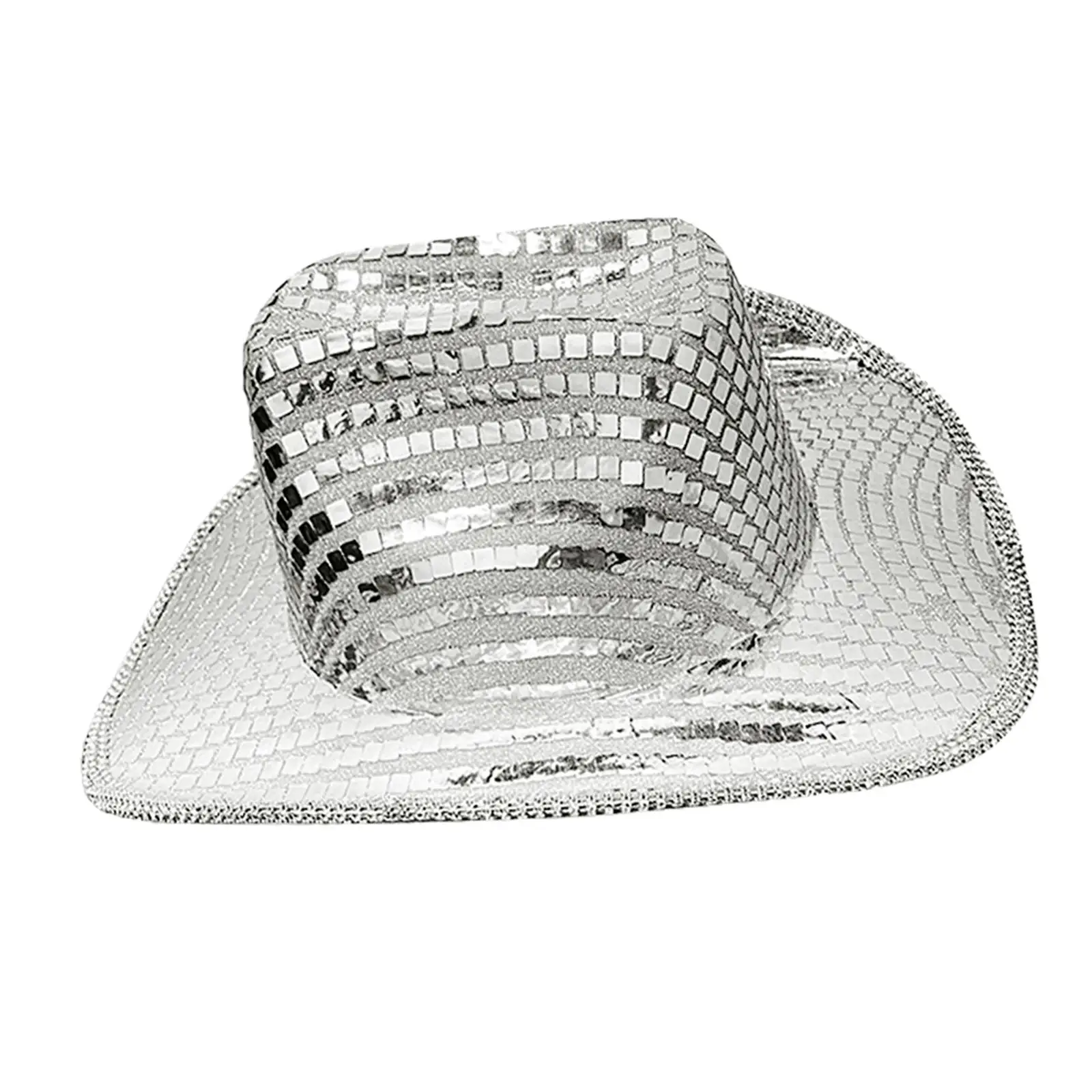 Cowgirl Hat Photo Prop Birthday Supplies Decorative Big Brim Disco Ball Hat for Girls Boys Nightclub Stage Halloween Concerts