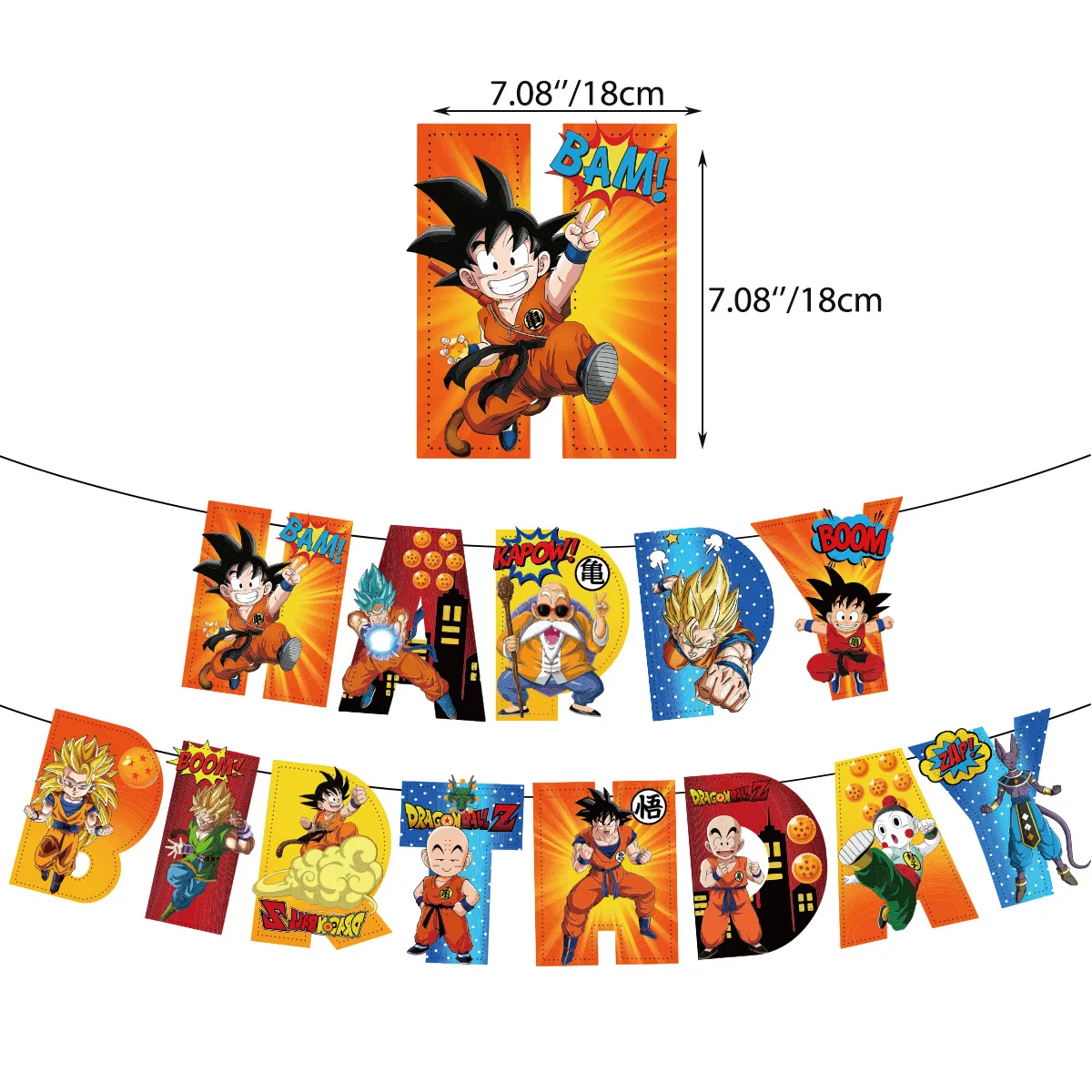 Dragon Ball Z Birthday Party Decoration Anime Tableware Invitation Cards Banner Backdrop Poster Cake Topper Number Balloon Set