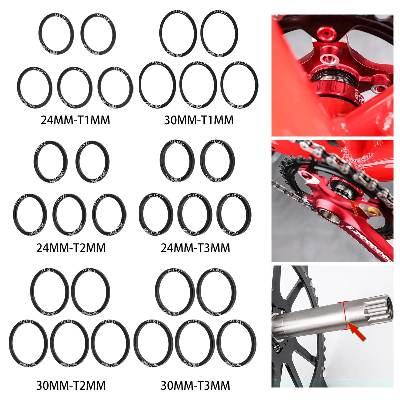 5pcs MTB Bike Bottom Bracket Gasket Crank Set Washer Aluminium Alloy Spacer Parts