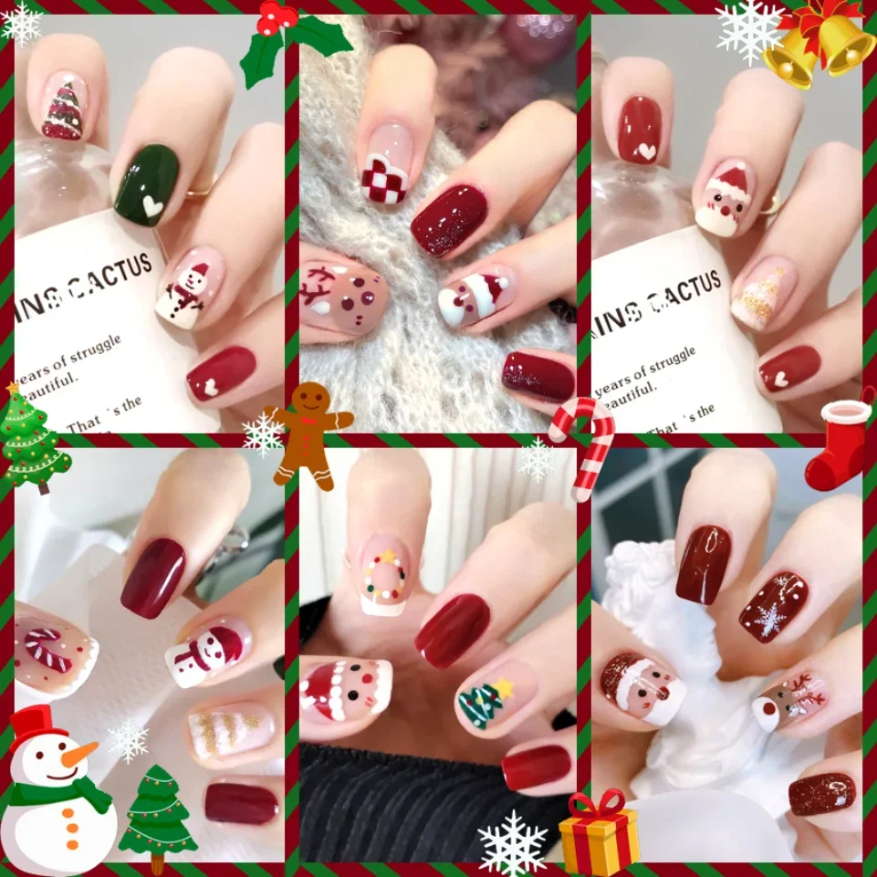 Best of 24Pcs Christmas New Purple Rabbit Cute Short False Nails Tips Snowman Elk Pattern Design Wearable Fake Nails Press On Nail Art Reviews & Tips