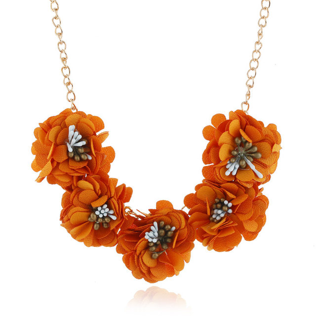 J. Crew orange red floral and deals gold statement collar necklace