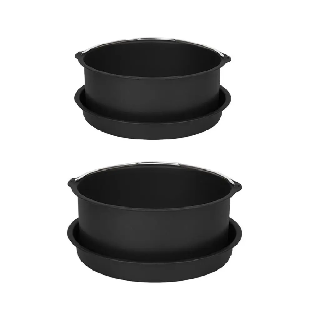 2 Set Baking Tin Pans Air Fryer Oven Non Stick Cake Barrel Cookware