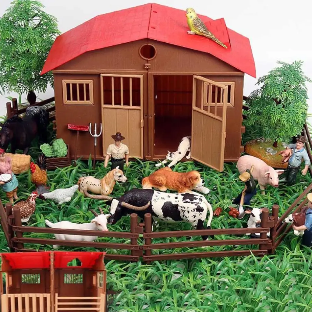 Crafts Farm Miniatures House Fence Educational Playset