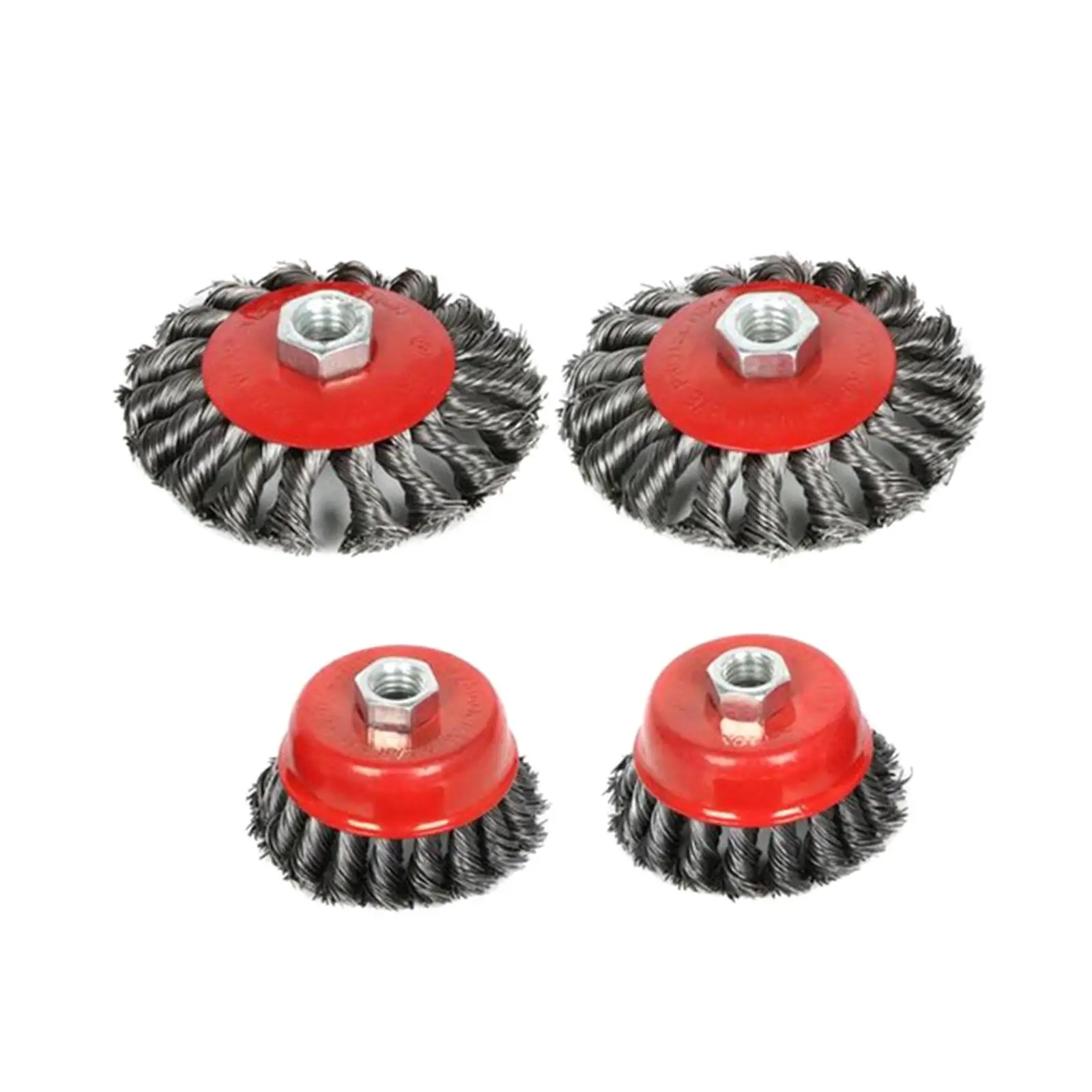 4x Twisted Knotted Cup Brush, Wire Brush Wheel Cup Brush for Descaling, Roughening, Grinding, Deburring