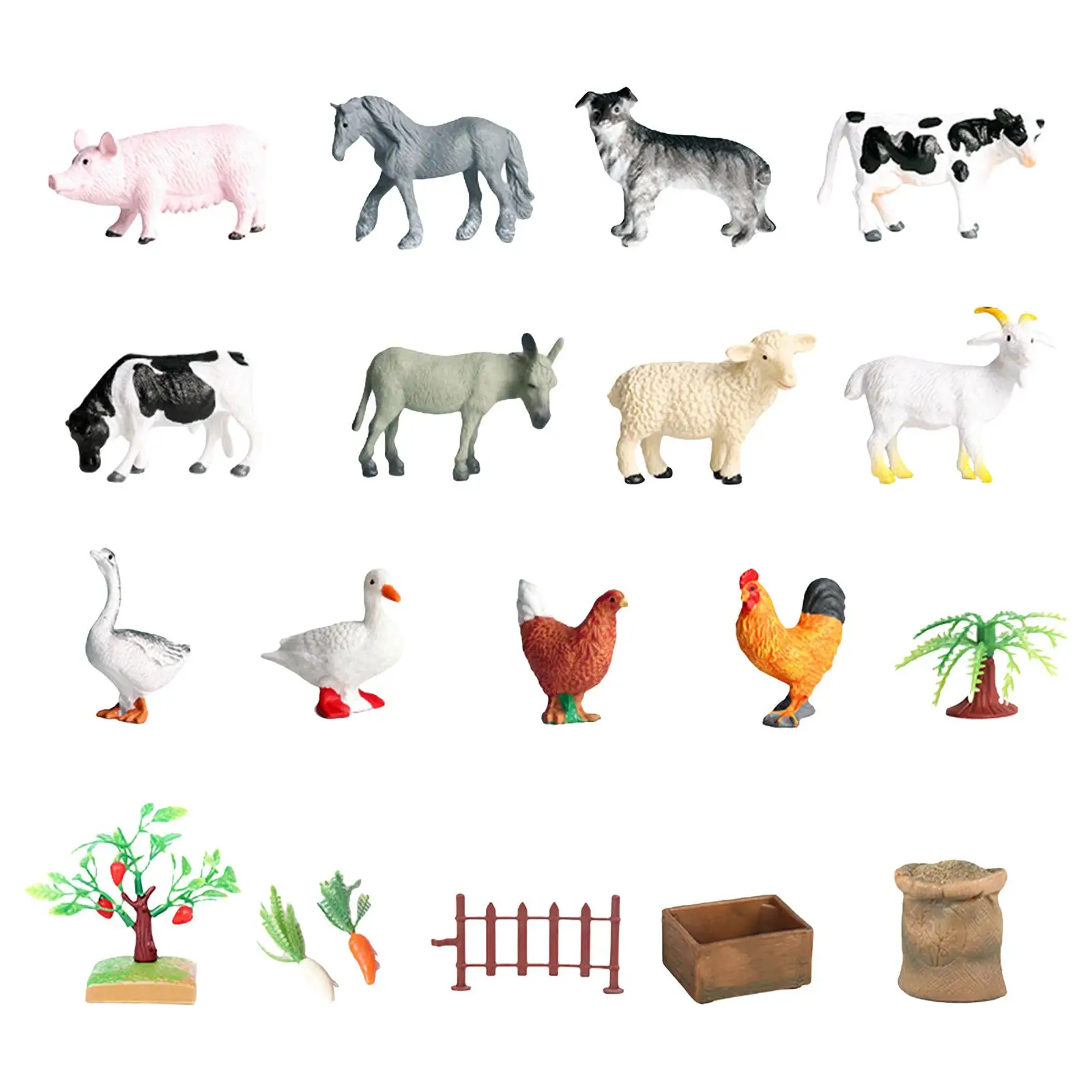 12Pcs Miniature Farm Animals Model Decoration Ornaments for Fairy Garden