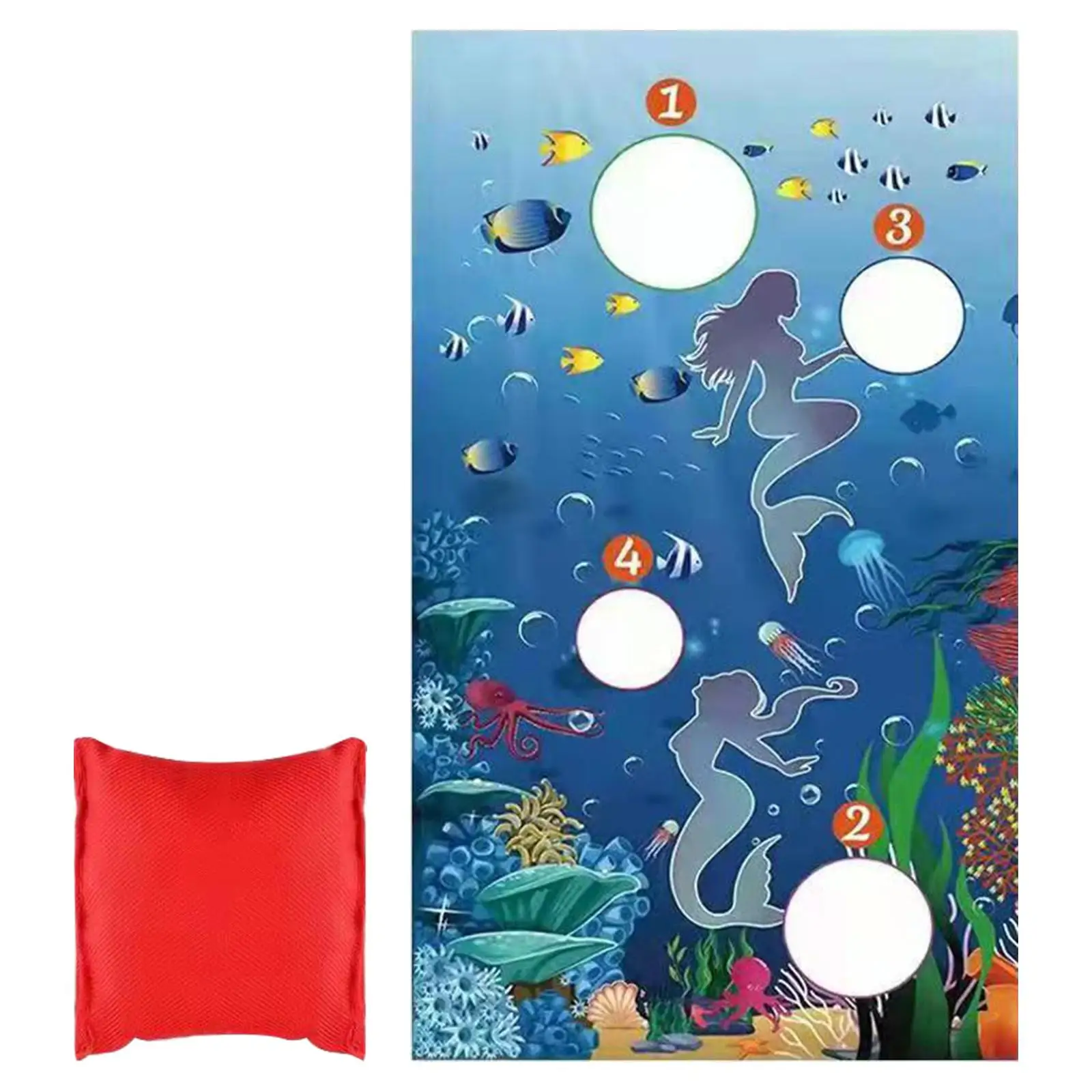 Ocean Theme Sandbag Throw Game 30x53 inch Large Throwing Game Toy Game Toss Toss Game Banner for Kids Activity Outdoor Toy Gift
