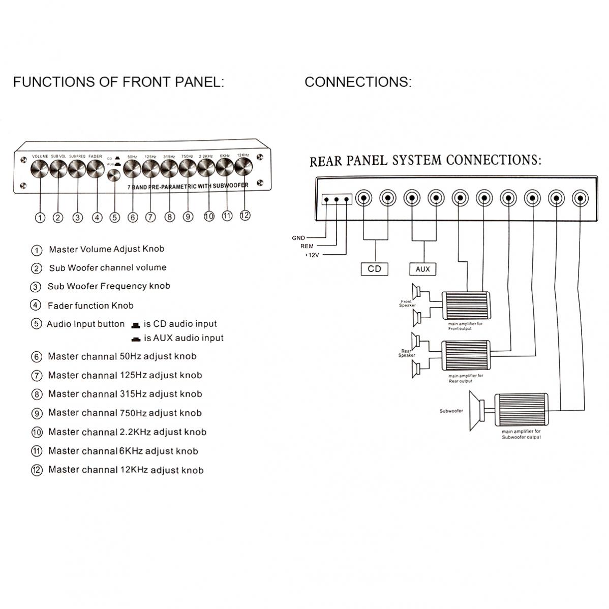 Title 3, 7band Car Audio Equalizer EQ Frequency Adjustab...